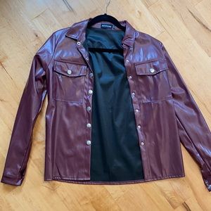 Pretty little thing brown/red faux leather jacket